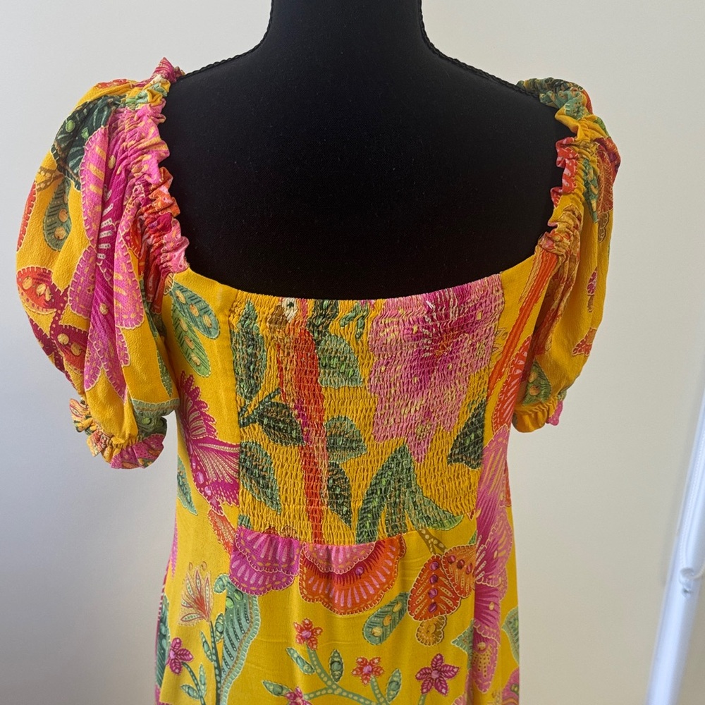 FARM Rio Yellow Floral Maxi Dress with Pink & Green Print - Picture 5 of 8